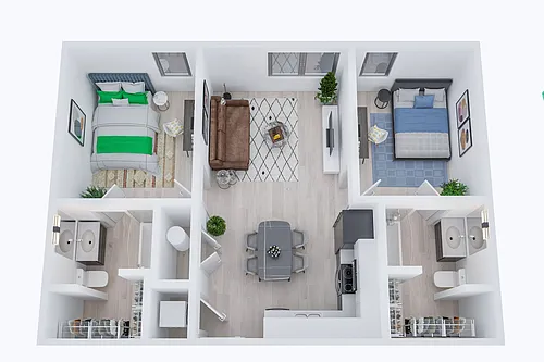 Floor plan 2BR/2BA - Duncan