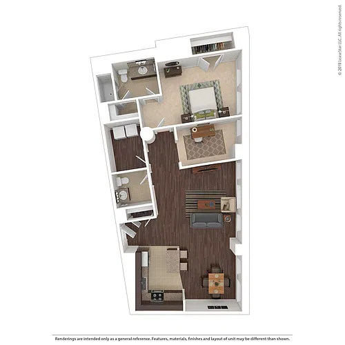 Floor plan One Bedroom Den 1.5 Bath