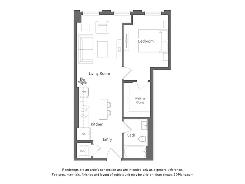 Floor plan C - 1Bedroom