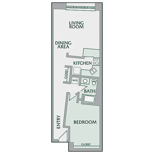 Floor plan 1 Bedroom, 1 Bathroom - 720 SF