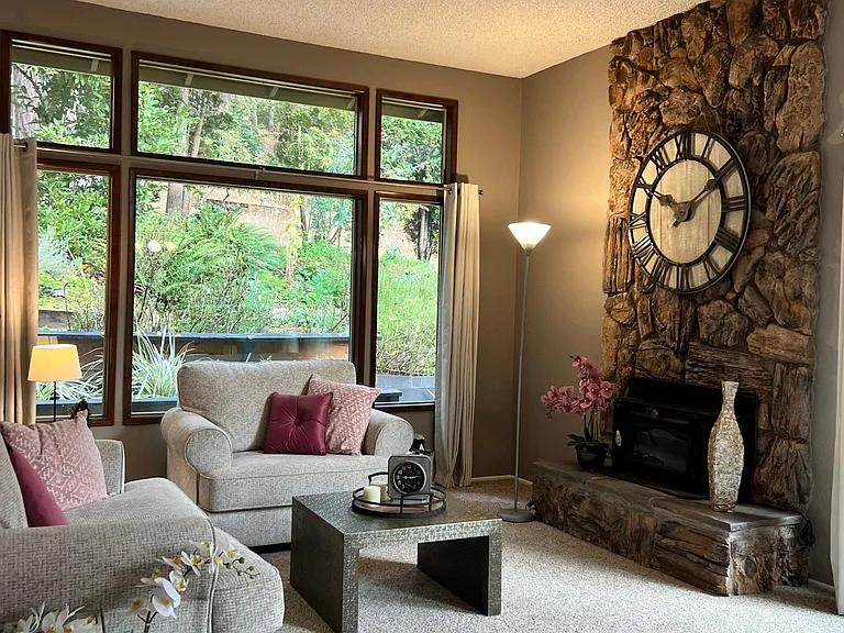 Cozy living room warmed by heat pump