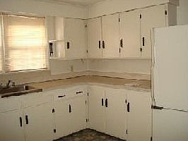 Plenty of kitchen counter space and cabinets