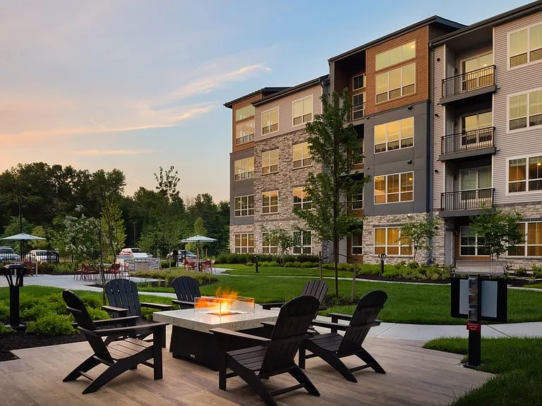 Courtyard with BBQ grills and fire pit