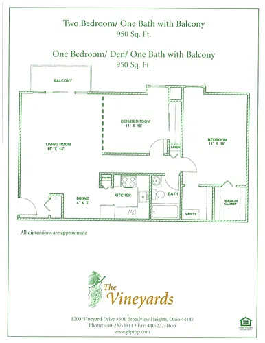 Floor plan One Bedroom with den