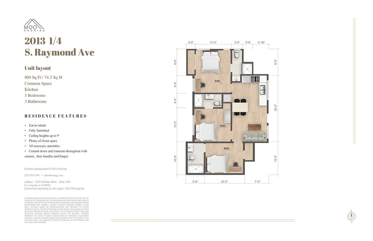Floor plan Private Room at 2013 1-4 Raymond Ave