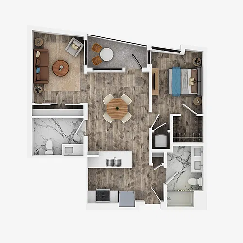 Floor plan 1Bed/1.5Bath-C9_2