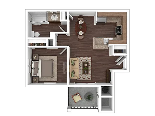 Floor plan 1 BR, 1 BA