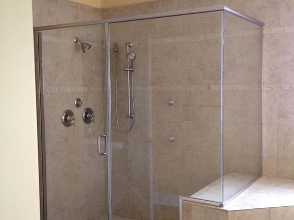 Master shower w/jetted tub off to side.