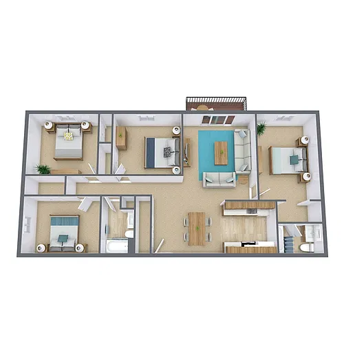 Floor plan Four Bedroom 42A