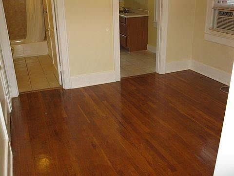Oak floors throughout with tiled bath kitchen