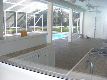 View of Enclosed Pool from Kitchen window.