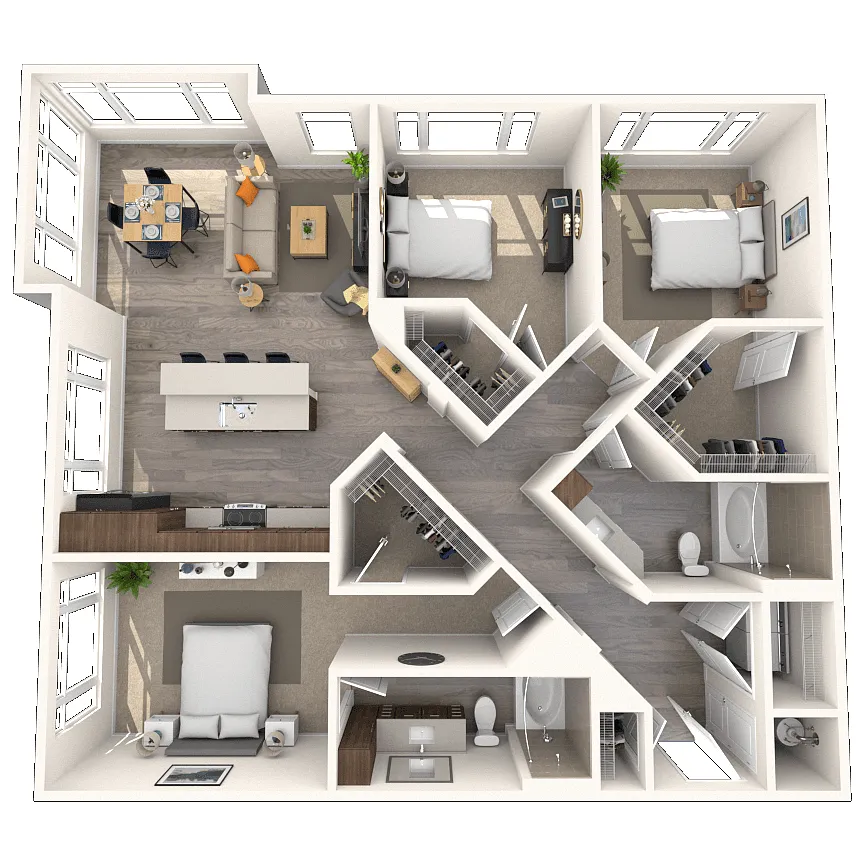 Floor plan Traditional C1 3x2-1388 SF