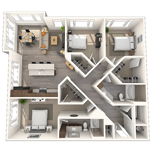 Floor plan Traditional C1 3x2-1388 SF