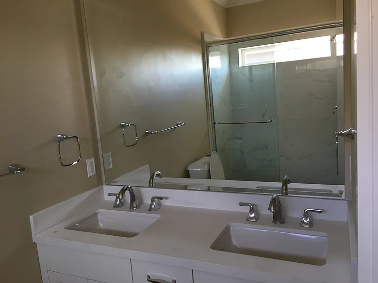 Master bedroom shower and vanity.