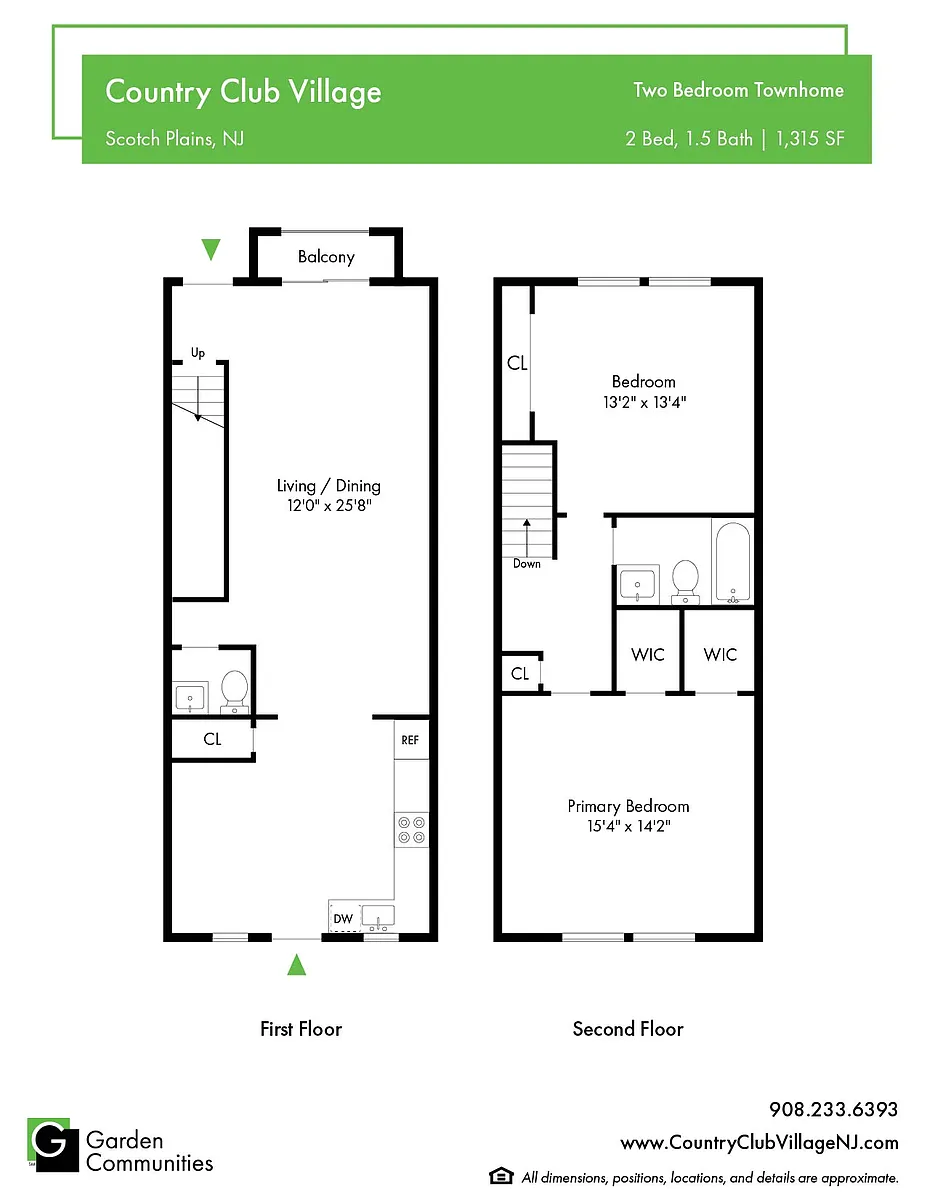 Floor plan $2.42/sq.ft. - Two Bedroom Townhome