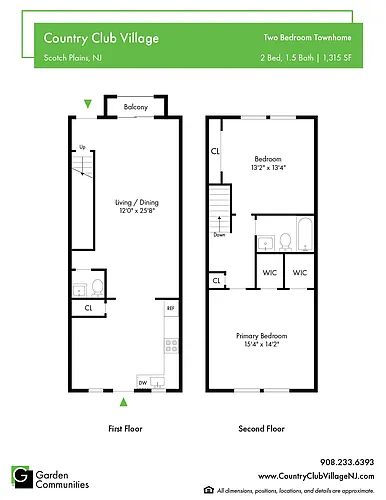 Floor plan $2.49/sq.ft. - Two Bedroom Townhome