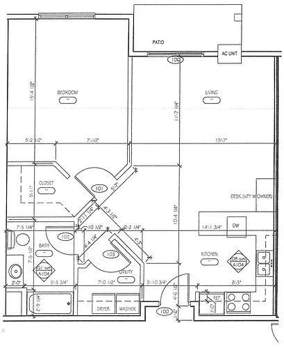Floor plan 1 Bedroom - Buildings 1 & 2