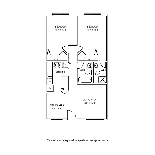 Floor plan 2 Bedroom / 2 Bath_784