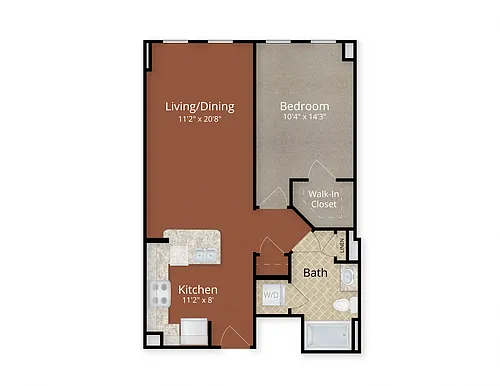 Floor plan One Bedroom One Bath