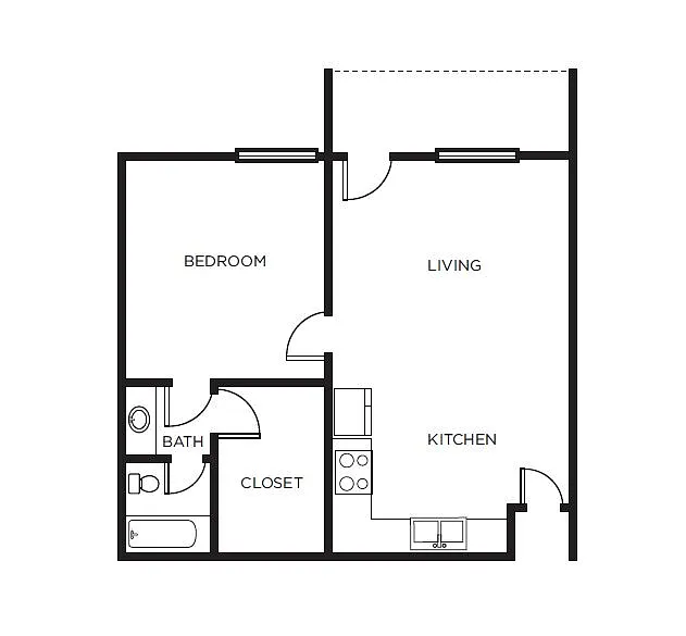 Floor plan 1 Bed /1 Bath