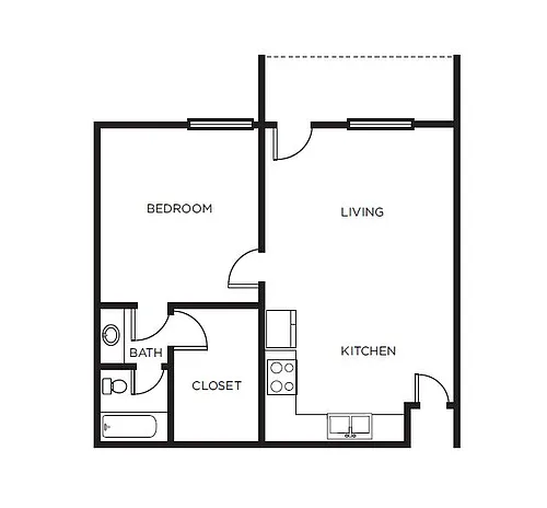 Floor plan 1 Bed /1 Bath