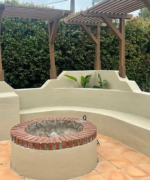 Outdoor firepit with built in seating