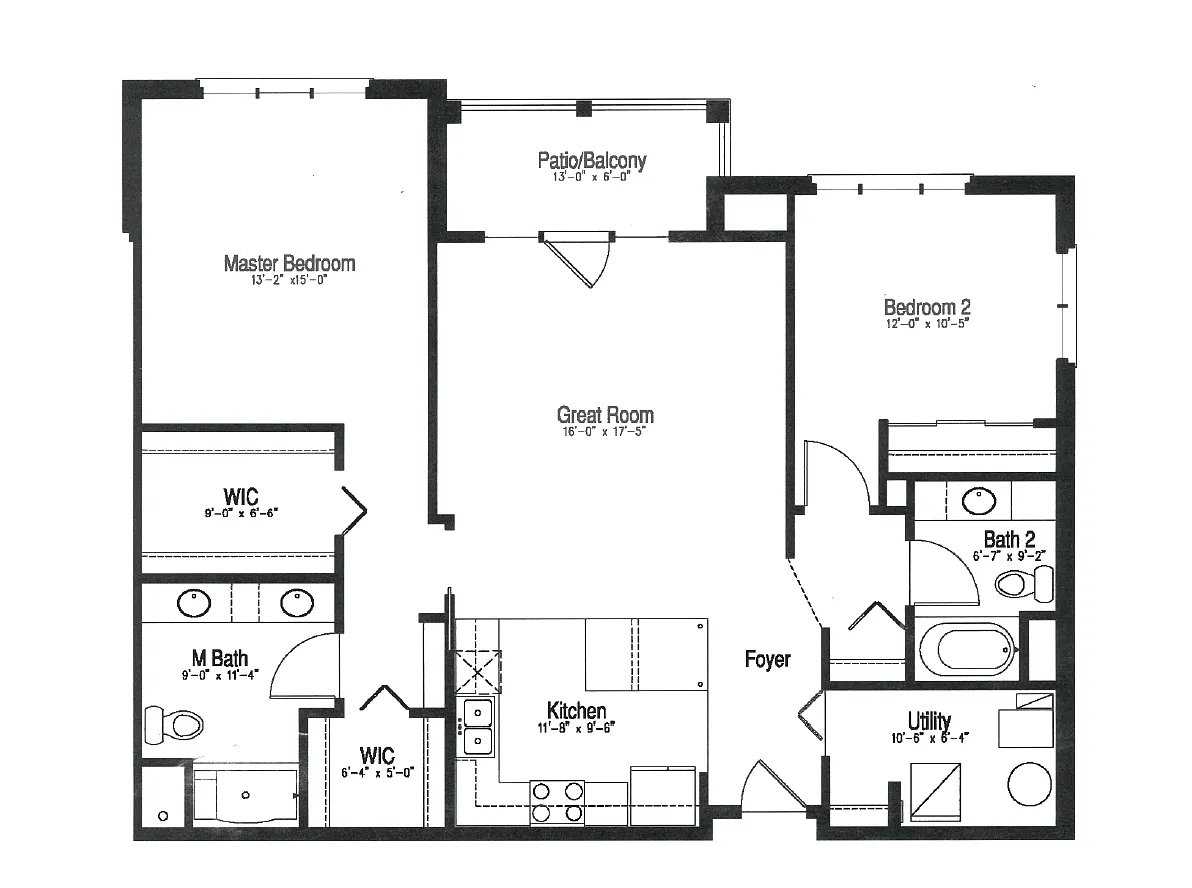 Floor plan 2 Bed/ 2 Bath