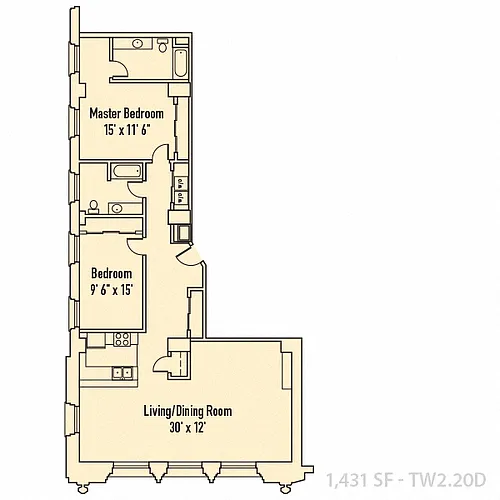 Floor plan Two Bedroom D