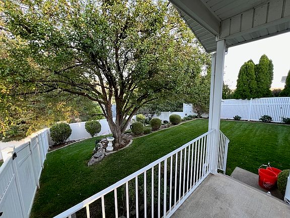 Back patio looking out to terraced yard.