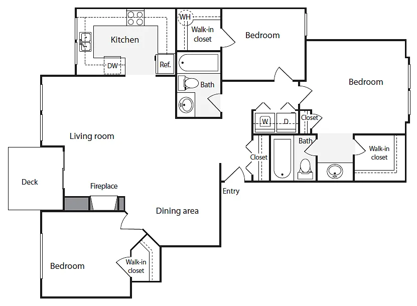 Floor plan 3BD/2BA