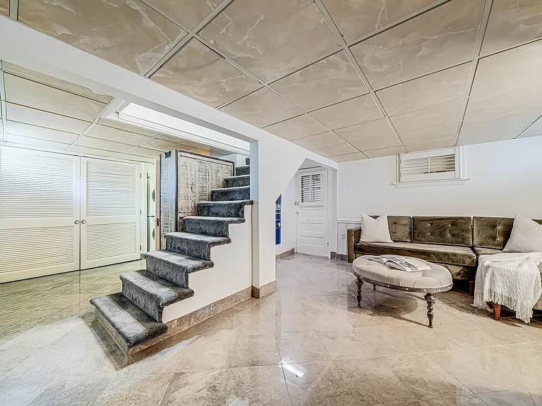 Lower-level lounge or recreation space