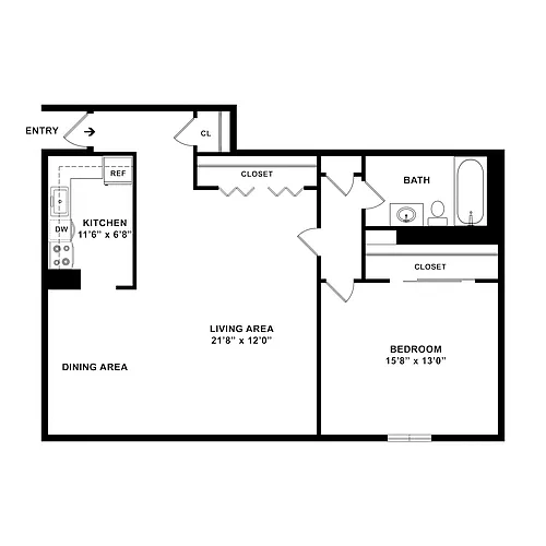 Floor plan 1BR/1BA Plus Two