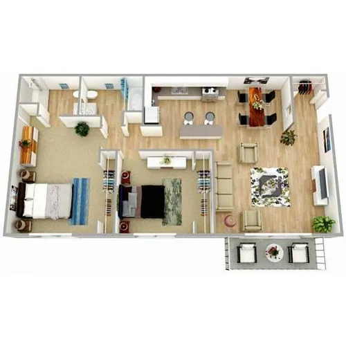 Floor plan Two Bedroom Two Bath