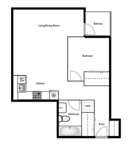 Floor plan 1 Bed 1 Bath B