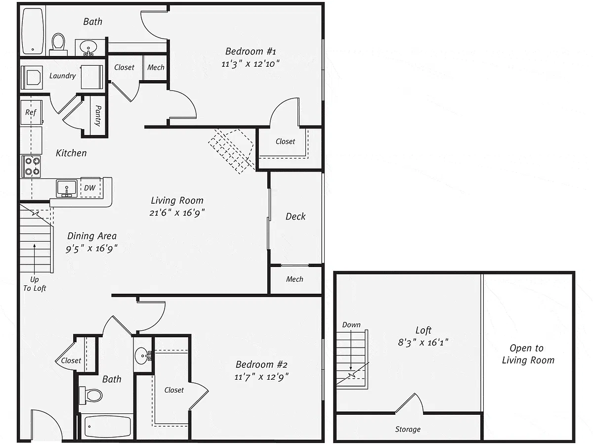 Floor plan 2 Bedroom 2 Bathroom