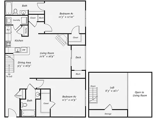 Floor plan 2 Bedroom 2 Bathroom