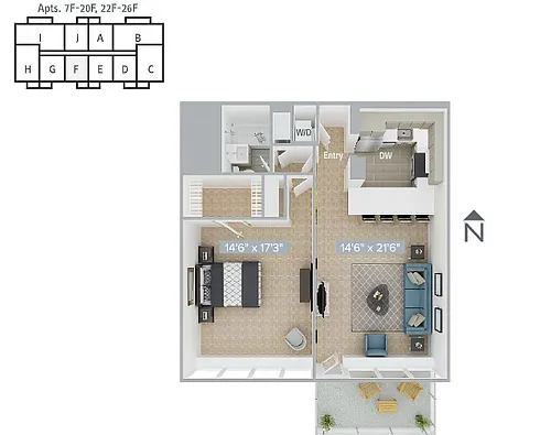 Floor plan A11-840SF-7F-26F-Premier