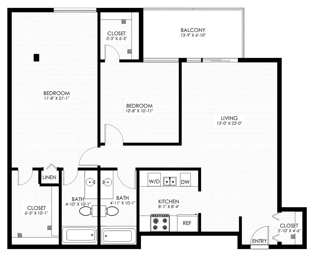 Floor plan 2 Bed x 2 Bath