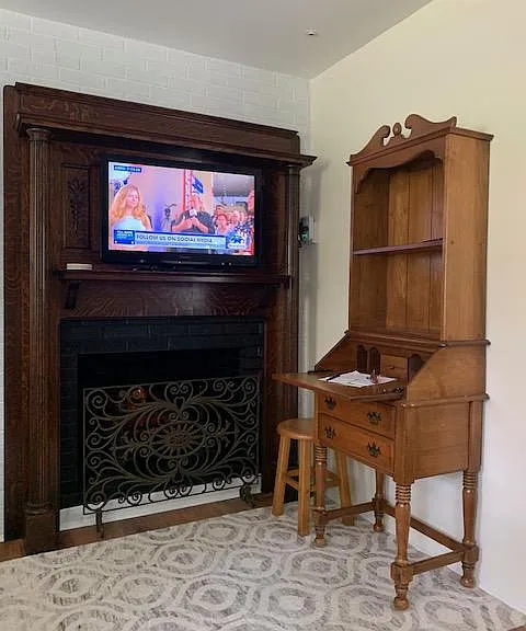 Electric fireplace and TV/Roku, Secretary desk