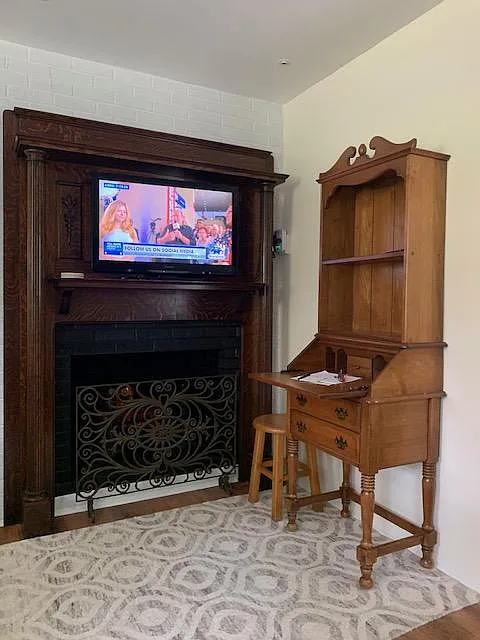 Electric fireplace and TV/Roku, Secretary desk