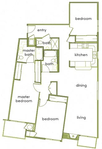 Floor plan 3 Beds, 3 Baths