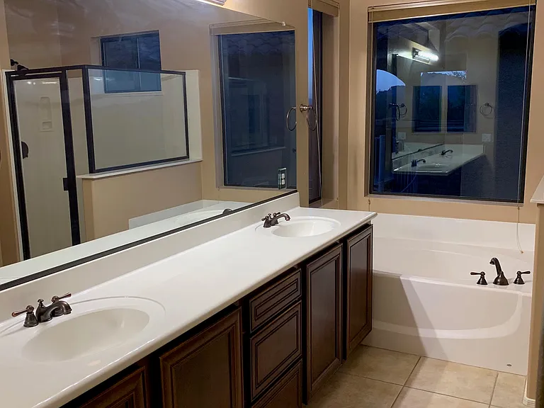 Master bathroom vanity and tub