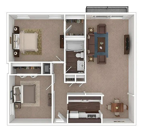 Floor plan Two Bedroom, One Bathroom