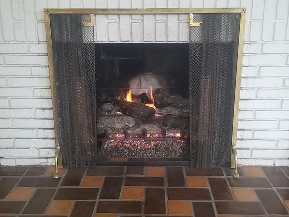 Gas log set in the living room.