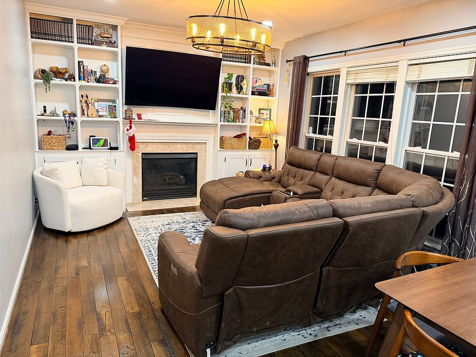 Family Room with built in bookshelf
