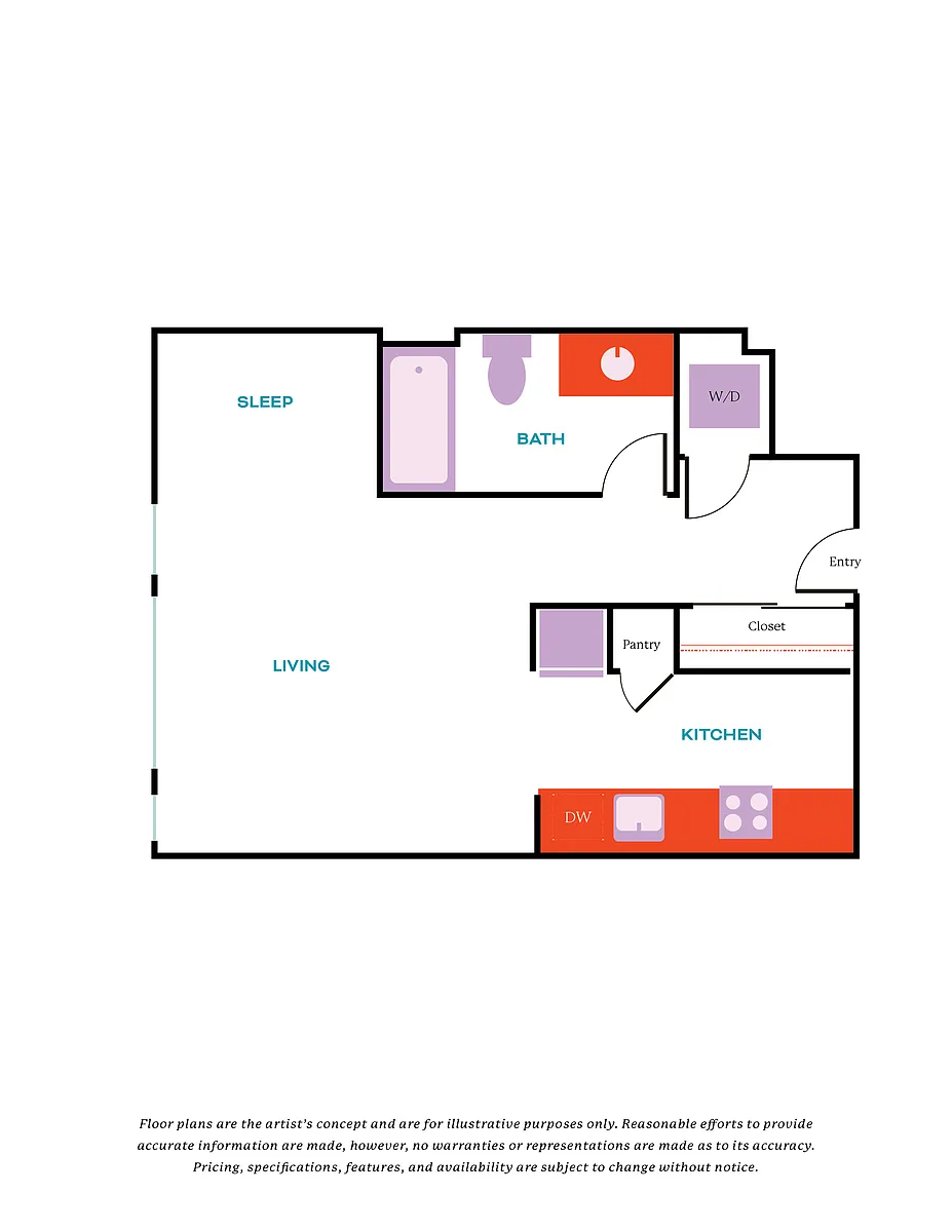 Floor plan Studio, 1 Bath - Apt C
