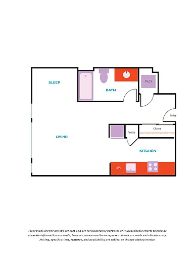 Floor plan Studio, 1 Bath - Apt C