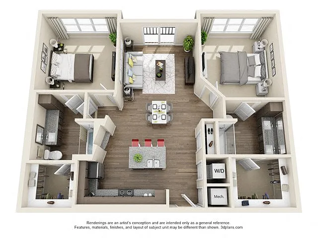 Floor plan 2 Bedroom 2 Bath B3