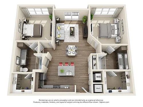 Floor plan 2 Bedroom 2 Bath B3