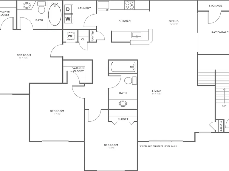 Three Bedroom Two Bath (1385 SF) Three Bedroom Two Bath (1385 SF)